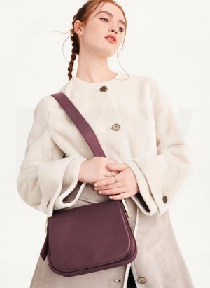 Burgundy DKNY Saddle Women's Shoulder Bags | Malaysia_D1888