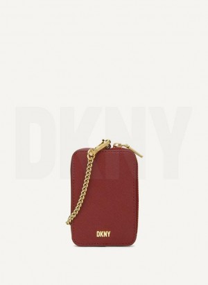 Burgundy DKNY Sidney Card Pouch Women's Wallets | Malaysia_D1105