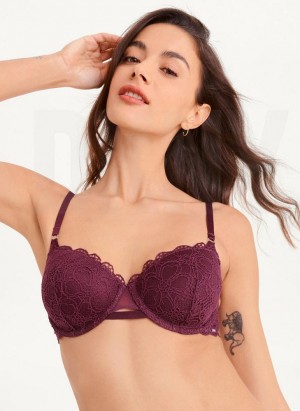 Burgundy DKNY Superior Lace Balconette Women's Bras | Malaysia_D0683