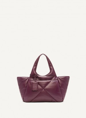 Burgundy DKNY The Medium Quilt Effortless Women's Tote Bags | Malaysia_D0654