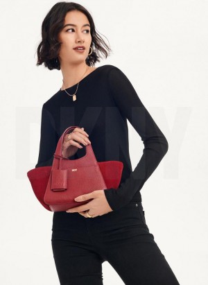 Burgundy DKNY The Mini Effortless Tote Women's Crossbody Bags | Malaysia_D1034