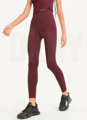 Burgundy DKNY Twill Seamless Women's Leggings | Malaysia_D0388