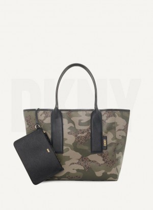 Camo / Black DKNY Grayson Large Women's Tote Bags | Malaysia_D0124