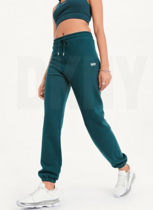 Dark Green DKNY Metallic Logo Women's Joggers | Malaysia_D1196