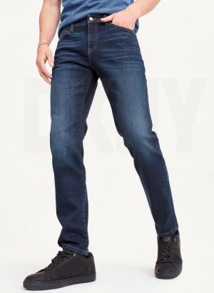 Dark Wash DKNY Slim Straight Dark Wash Denim Men's Jeans | Malaysia_D0636