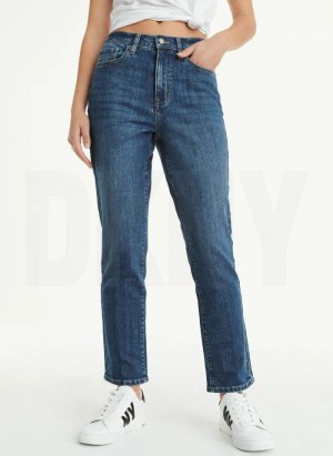 Dark Wash DKNY Slim Straight Women's Jeans | Malaysia_D1190