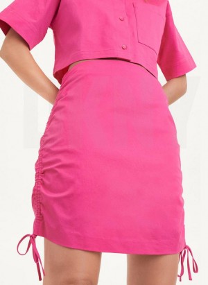 Fuchsia DKNY Ruched Mini Women's Skirts | Malaysia_D1758