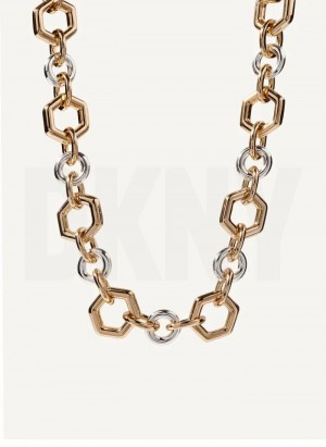 Gold DKNY Chunky Chain Women's Necklace | Malaysia_D0822