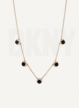 Gold DKNY Disc Women's Necklace | Malaysia_D1710