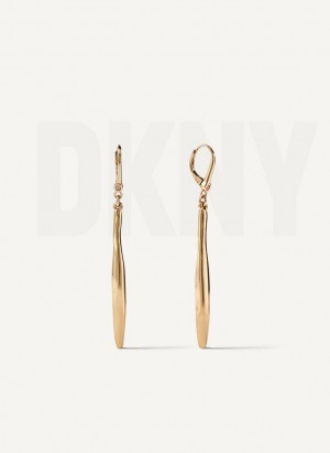 Gold DKNY Linear Drop Women's Earrings | Malaysia_D1445