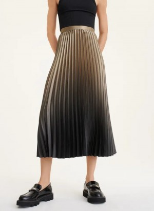 Gold DKNY Ombre Pleated Women's Skirts | Malaysia_D1767