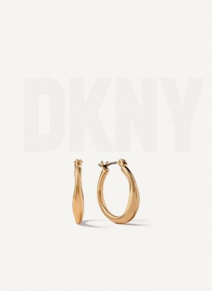 Gold DKNY Organic Hoop Women's Earrings | Malaysia_D0236
