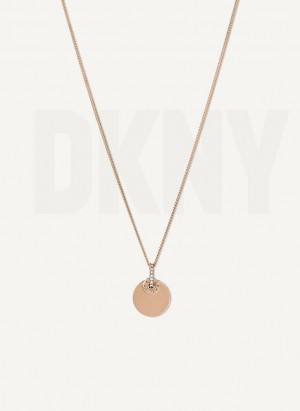 Gold DKNY Rivet Pendant Women's Necklace | Malaysia_D0545