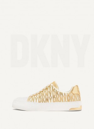 Gold DKNY York Lace Up Women's Sneakers | Malaysia_D1668