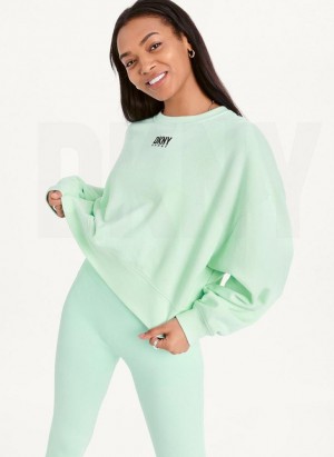 Green DKNY Balance Oversized Crewneck Pullover Women's Sweatshirts | Malaysia_D1959