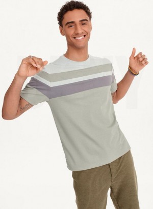 Green DKNY Block Short Sleeve Crewneck Men's T Shirts | Malaysia_D1296