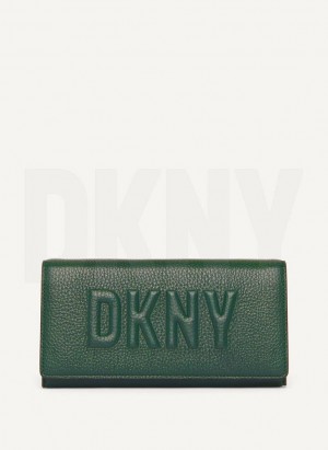 Green DKNY Continental Raised Logo Women's Wallets | Malaysia_D1356