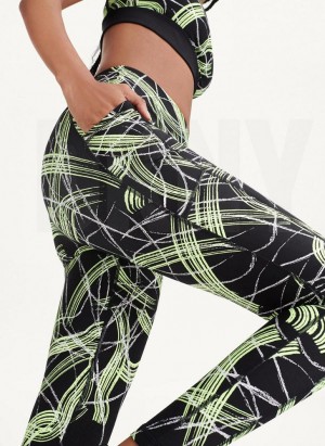 Green DKNY Electric Shock Print High Waist Women's Leggings | Malaysia_D1877
