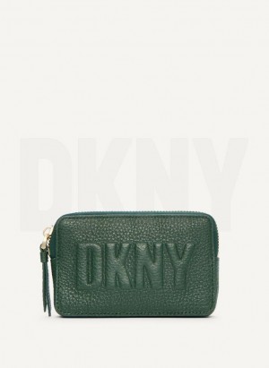 Green DKNY Keyfob Cardcase Raised Logo Women's Wallets | Malaysia_D0937