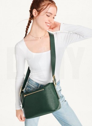 Green DKNY Medium Buckle Women's Crossbody Bags | Malaysia_D0429