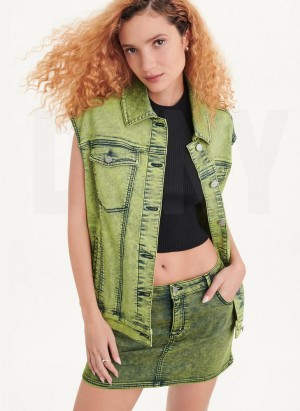 Green DKNY Oversized Denim Vest Women's Jackets | Malaysia_D1782