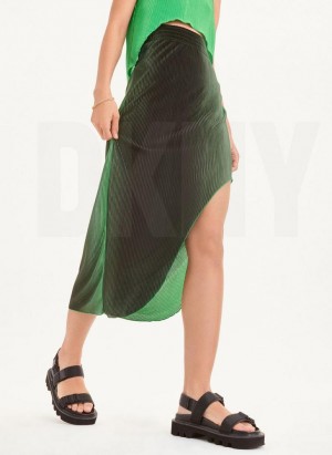 Green DKNY Pleated Women's Skirts | Malaysia_D1109