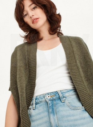 Green DKNY Shrug Short Sleeve Cardigan Women's Sweaters | Malaysia_D1104