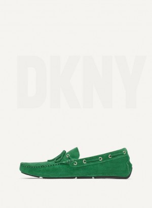 Green DKNY Suede Driver Moccasin Men's Sneakers | Malaysia_D1193