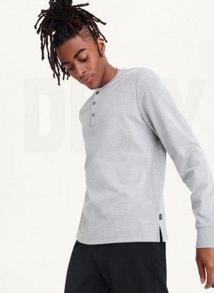 Grey DKNY Baselayer Henley Men's Sweatshirts | Malaysia_D1503
