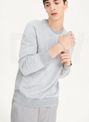 Grey DKNY Birdseye Raglan Sleeve Men's Sweaters | Malaysia_D0649