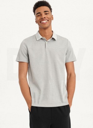 Grey DKNY Core Pima Cotton Pique Men's Polo Shirts | Malaysia_D0425