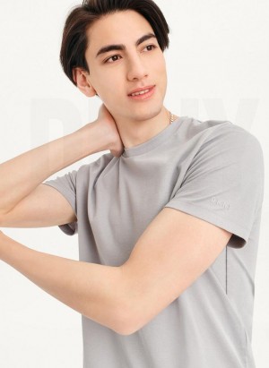 Grey DKNY Cotton Poly Pique Men's T Shirts | Malaysia_D1450