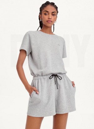 Grey DKNY Crew Neck Women's Jumpsuit | Malaysia_D0430