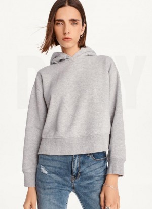 Grey DKNY Cropped Boyfriend Women's Hoodies | Malaysia_D0812