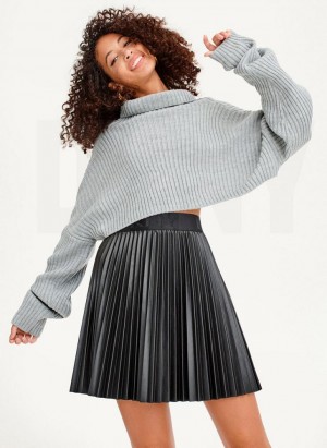Grey DKNY Cropped Turtleneck Women's Sweaters | Malaysia_D1103