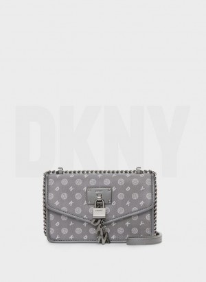 Grey DKNY Elissa Small Heritage Logo Women's Crossbody Bags | Malaysia_D0394