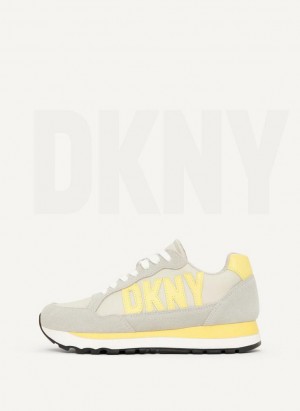 Grey DKNY Exploded Logo Retro Women's Sneakers | Malaysia_D1899