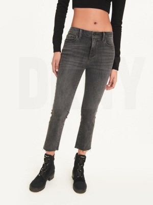 Grey DKNY Foundation Slim Stright Crop With Raw Hem Women's Jeans | Malaysia_D0515