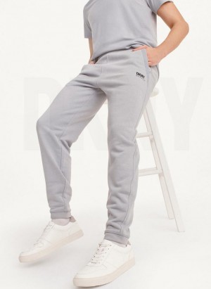 Grey DKNY French Terry Men's Pants | Malaysia_D0805