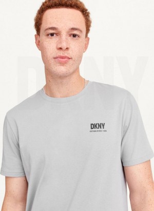 Grey DKNY Left Chest Men's T Shirts | Malaysia_D0514