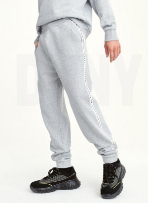 Grey DKNY Logo Tape Detail Men's Joggers | Malaysia_D1272
