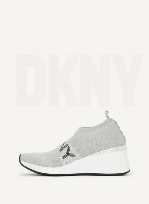 Grey DKNY Parks Rhinestone Women's Wedges | Malaysia_D0414