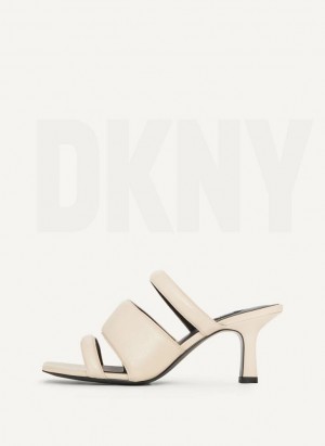 Grey DKNY Puffy Multi Strap Mule Women's Heels | Malaysia_D1215