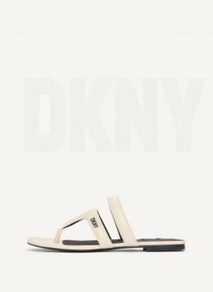Grey DKNY Puffy Strap Thong Women's Flip Flops | Malaysia_D1793