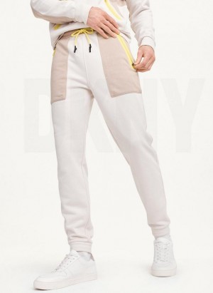 Grey DKNY Pull On Colorblock French Terry Men's Pants | Malaysia_D0830