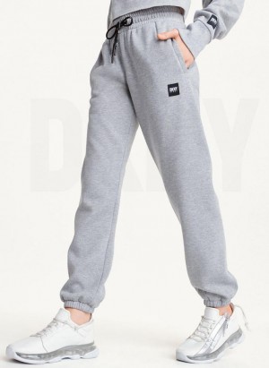 Grey DKNY Sparkle Fleece High Waist Women's Joggers | Malaysia_D1683