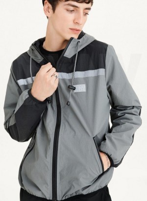 Grey DKNY Tech Cotton Touch Nylon Men's Jackets | Malaysia_D1065
