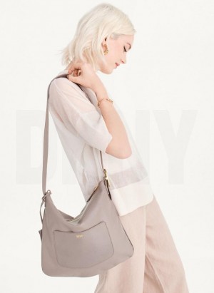 Grey DKNY The Medium Optimist Women's Shoulder Bags | Malaysia_D1772