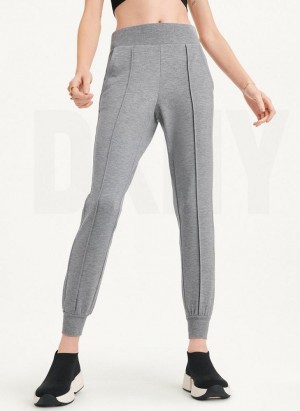 Grey DKNY Yoga Terry Pintuck Women's Joggers | Malaysia_D1837