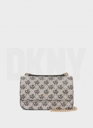 Grey / Black DKNY Sina Flap Women's Shoulder Bags | Malaysia_D0381